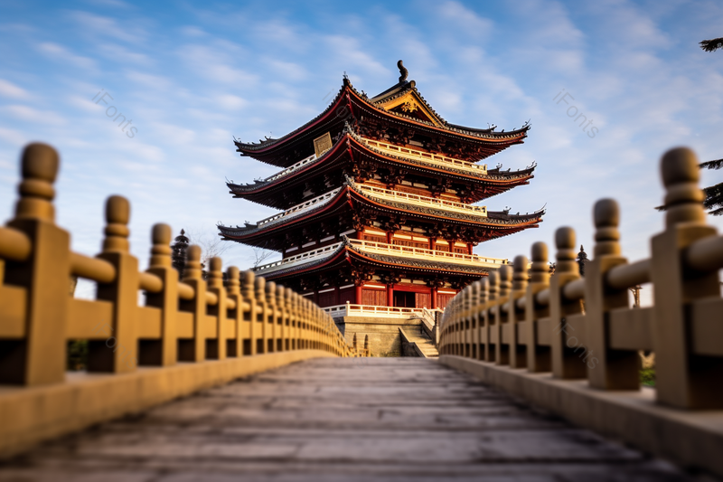 中国古代建造的造型精美且坚固的四层高塔,高清,摄影图,摄影图片,图片大全,摄影图免费下载